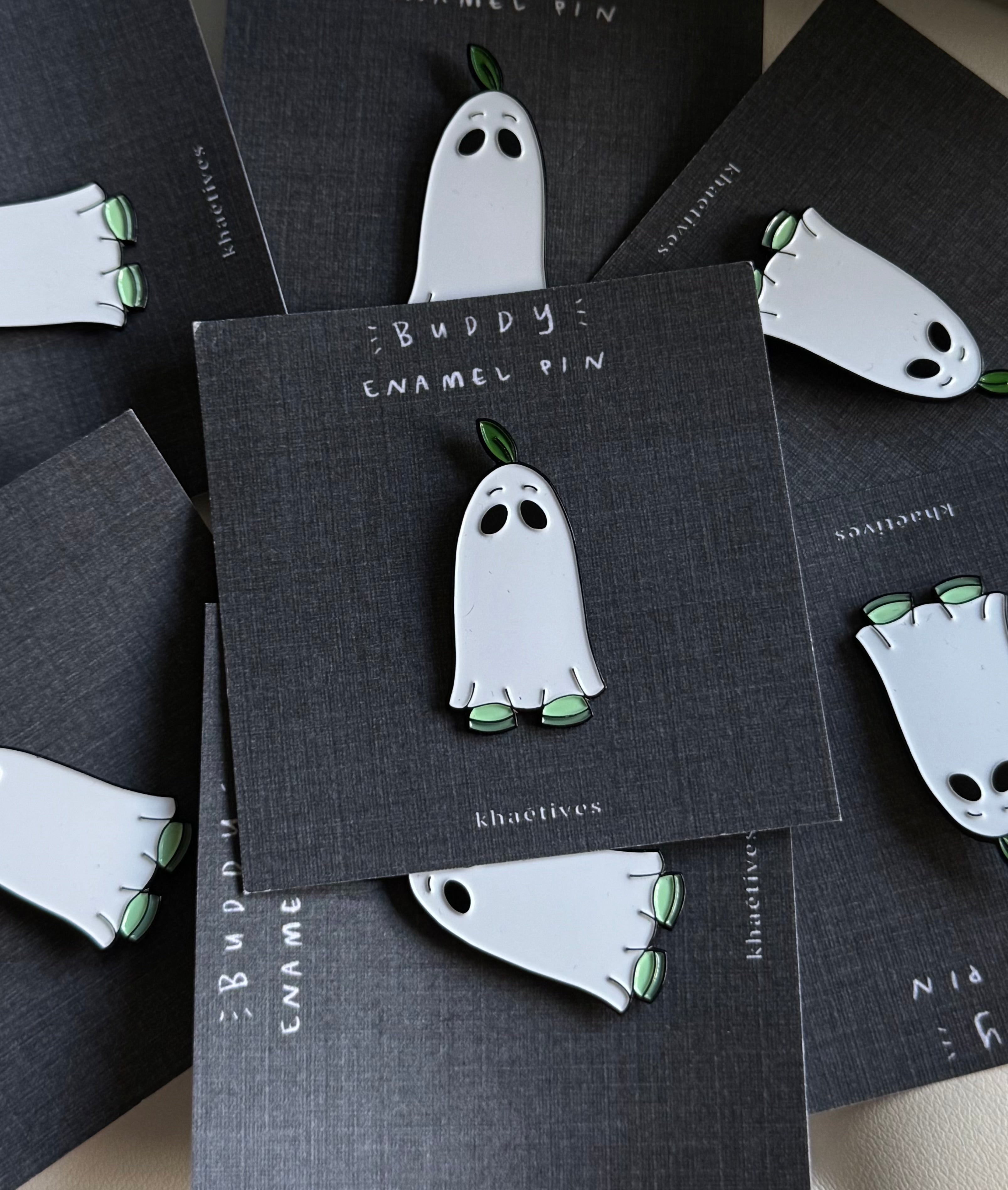 'Buddy the Ghostie' Enamel Pins